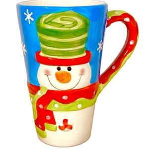 Xmas Coffee Cup Snowman with Green Hat